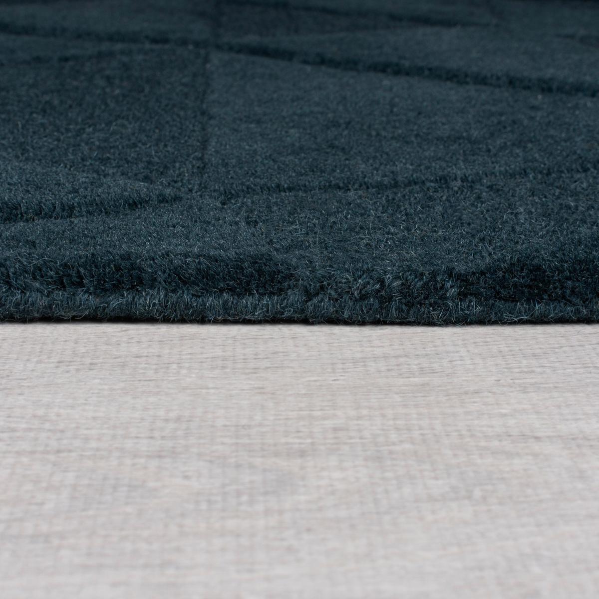 WOLLTEPPICH DEBEN, geometrisch, Petrol, 160 x 230 cm - Blau, Textil (230/160cm) - KADIMA DESIGN