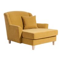 SESSEL XXL Karil Bezug Veloursstoff Buche natur / mais - Gelb, Kunststoff (136/107/142cm) - 58aufmkessel