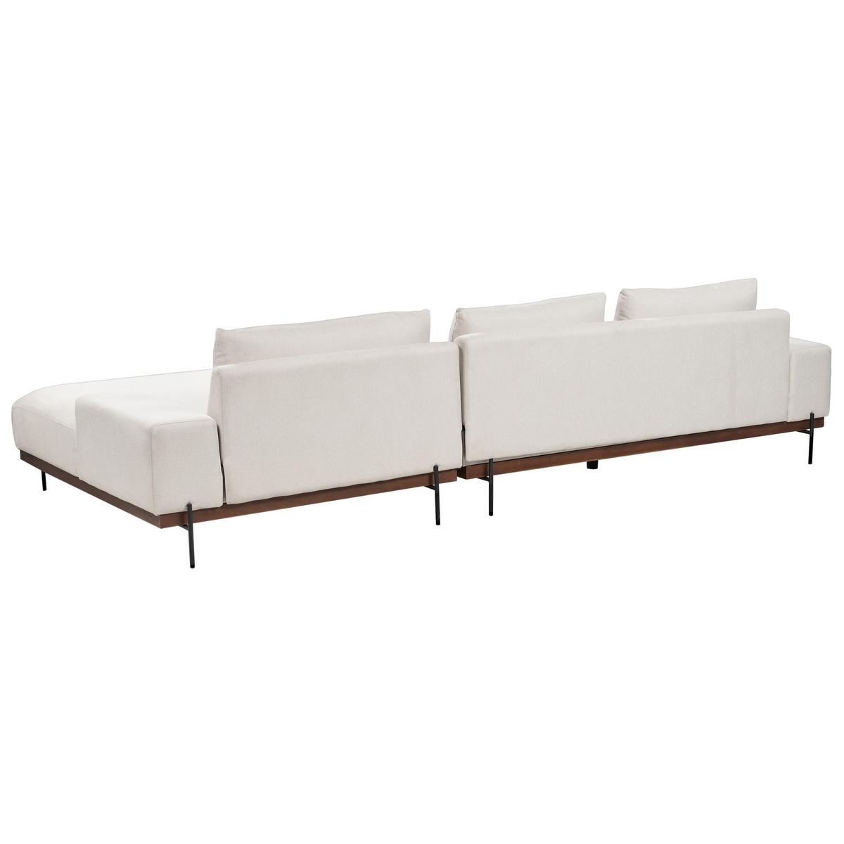 3-SITZER-ECKSOFA hellbeige rechtsseitig Mariferd - Beige/Dunkelbraun, Textil (316/146cm) - Beliani