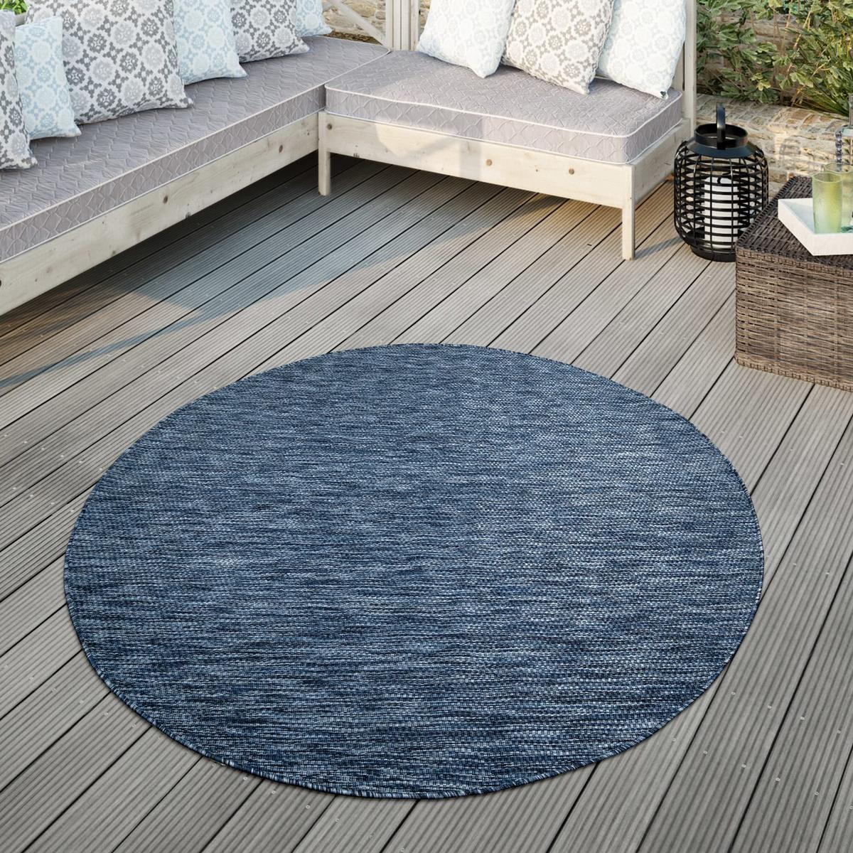 OUTDOORTEPPICH Dunkelblau Ø 160 cm - Dunkelblau, Kunststoff (160/160cm) - TT Home