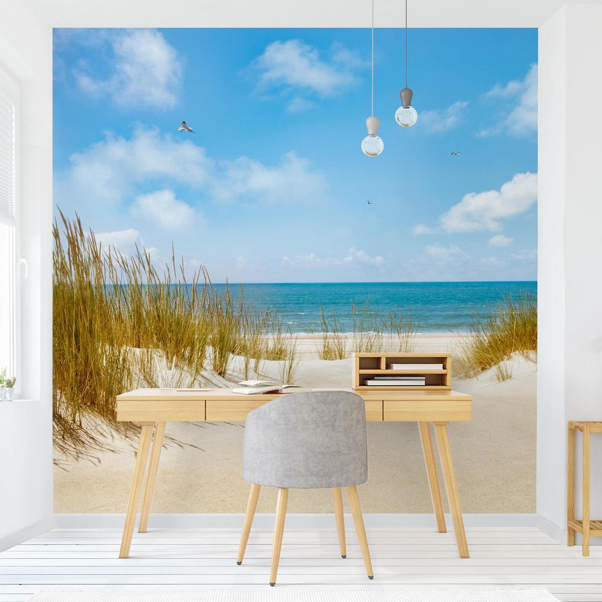 FOTOTAPETE Strand an der Nordsee 240/240 cm - Eichefarben, Papier (240/240cm) - Bilderwelten