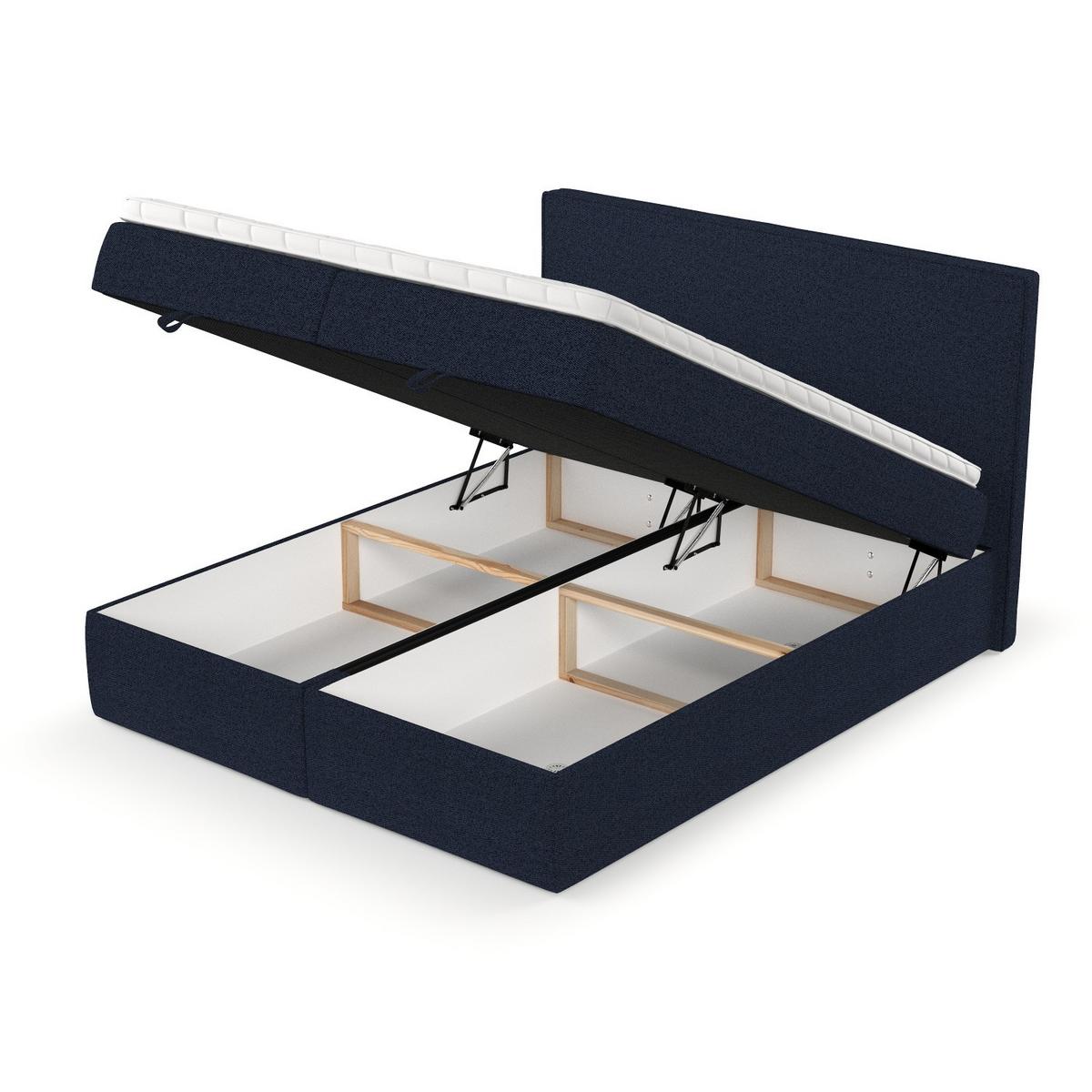 BOXBETT Velma 180/200 cm Marineblau im Riva Stoff - Schwarz/Dunkelblau, Holz/Holzwerkstoff (180/200cm) - AltaBeds