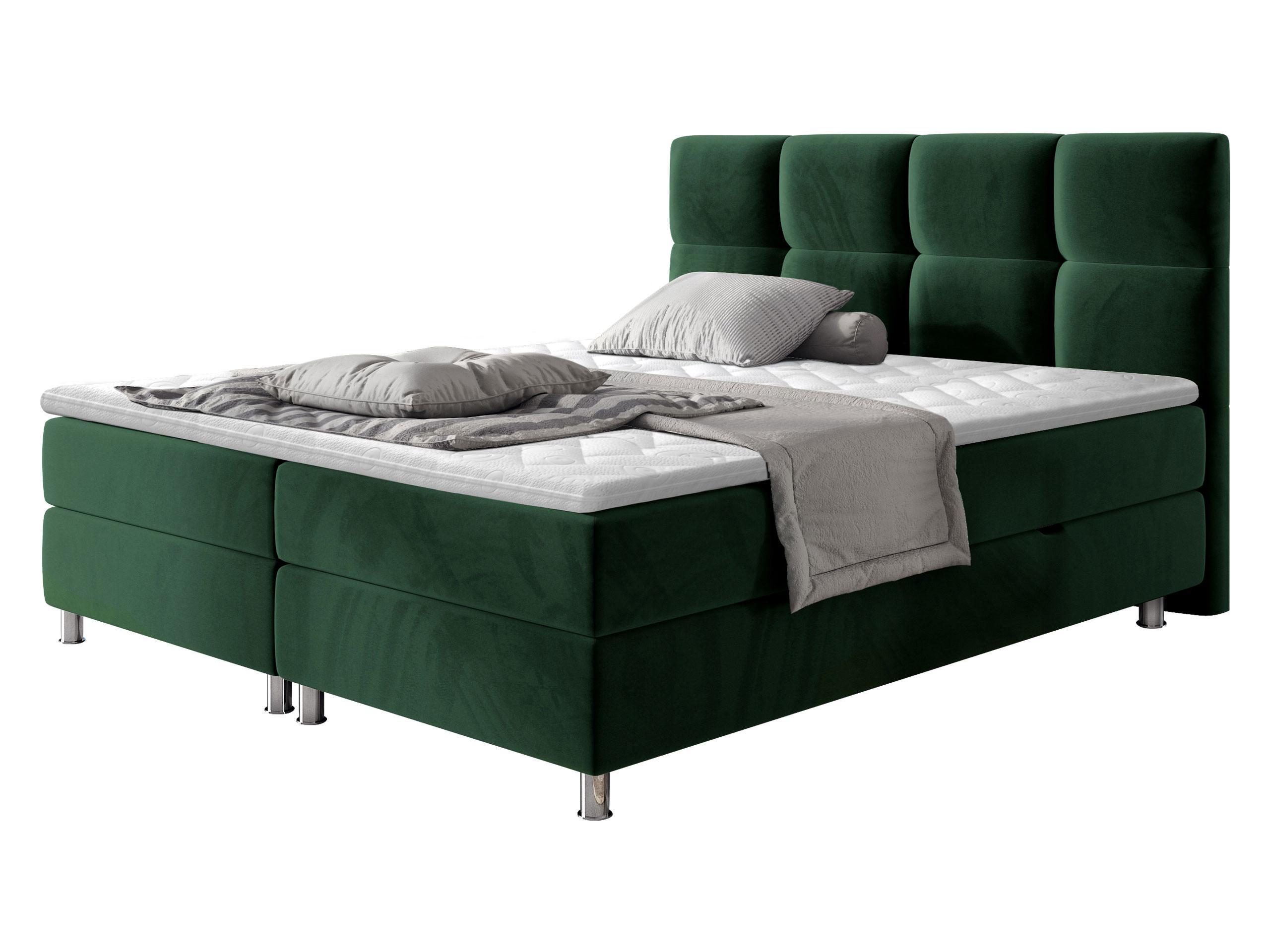 BOXBETT Dave - H3 - Chromfarben/Grün, Holz/Textil (160/200cm) - MIRJAN24