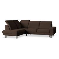 ECKSOFA LERMA R-S Braun Velours-Stoff mit Schlaffunktion - Silberfarben/Braun, Holz/Textil (253/190cm) - MASSENO