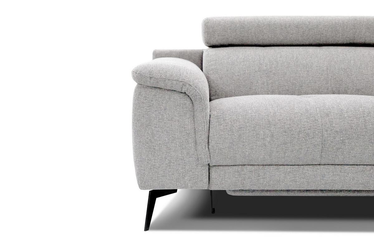 RELAXSOFA FIERO 3-Sitzer mit 2 Relaxfunktionen, hellgrau - Hellgrau/Schwarz, Holzwerkstoff/Textil (212/82/103cm) - Wozimo