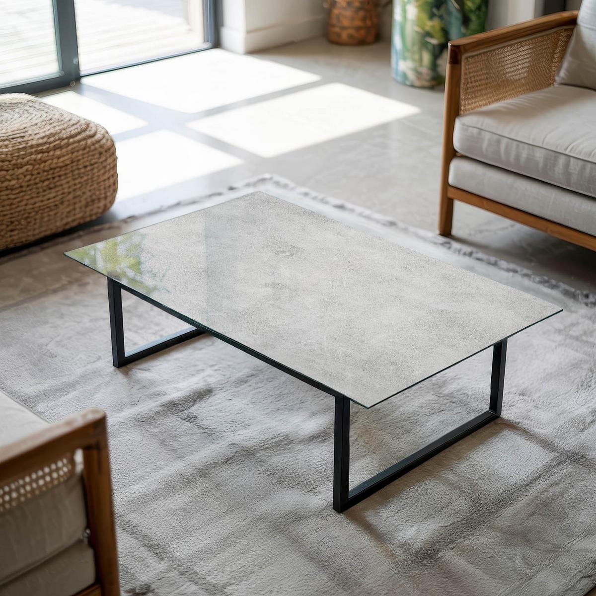 TISCHPLATTE 120x80 cm Betonstruktur mit Kratzern - Hellgrau, Glas (0.4/120/80cm) - TULUP