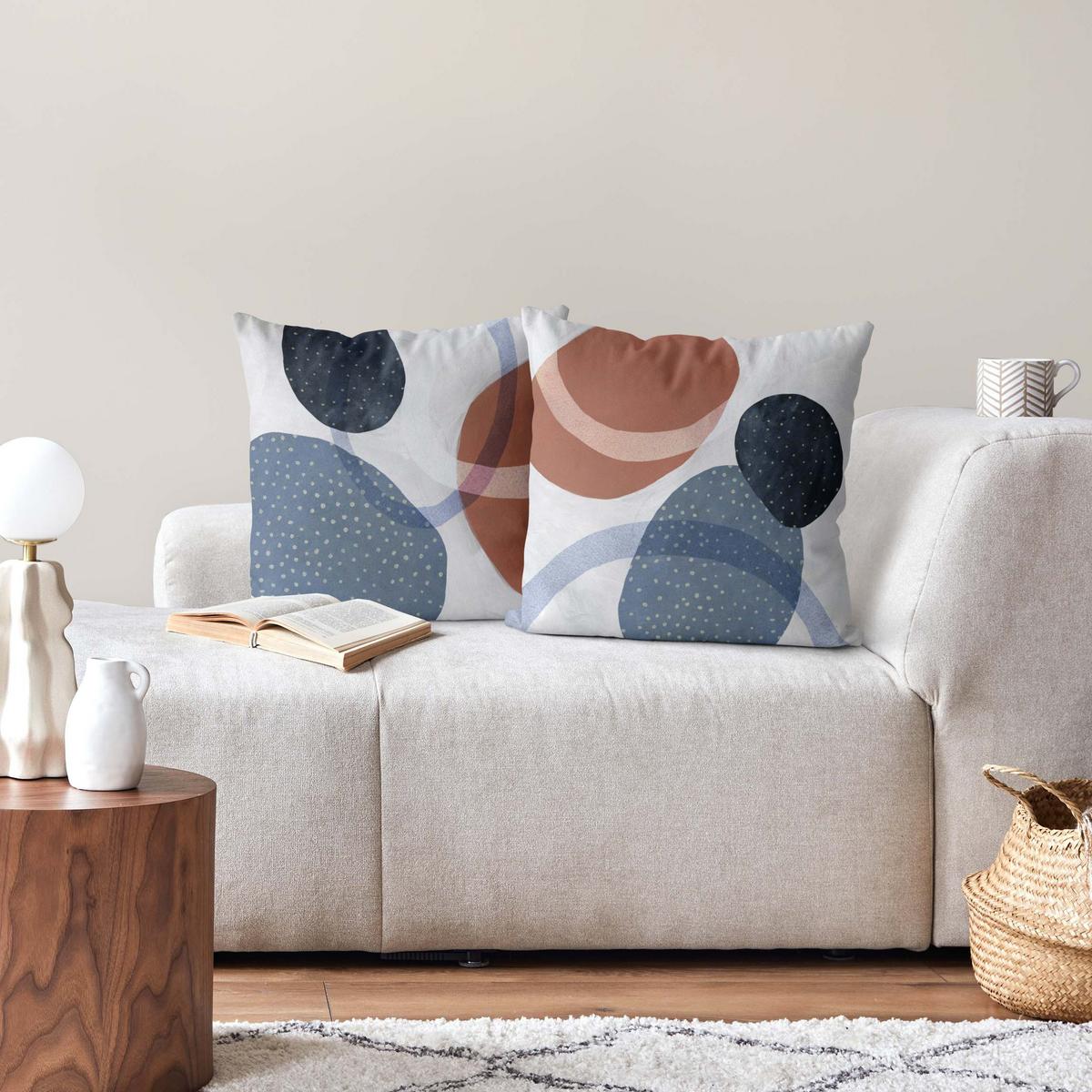 DEKOKISSEN 2er-Set Orbit mit Punkten Set I 40/40 cm - Blau, Textil (40/40cm) - Bilderwelten