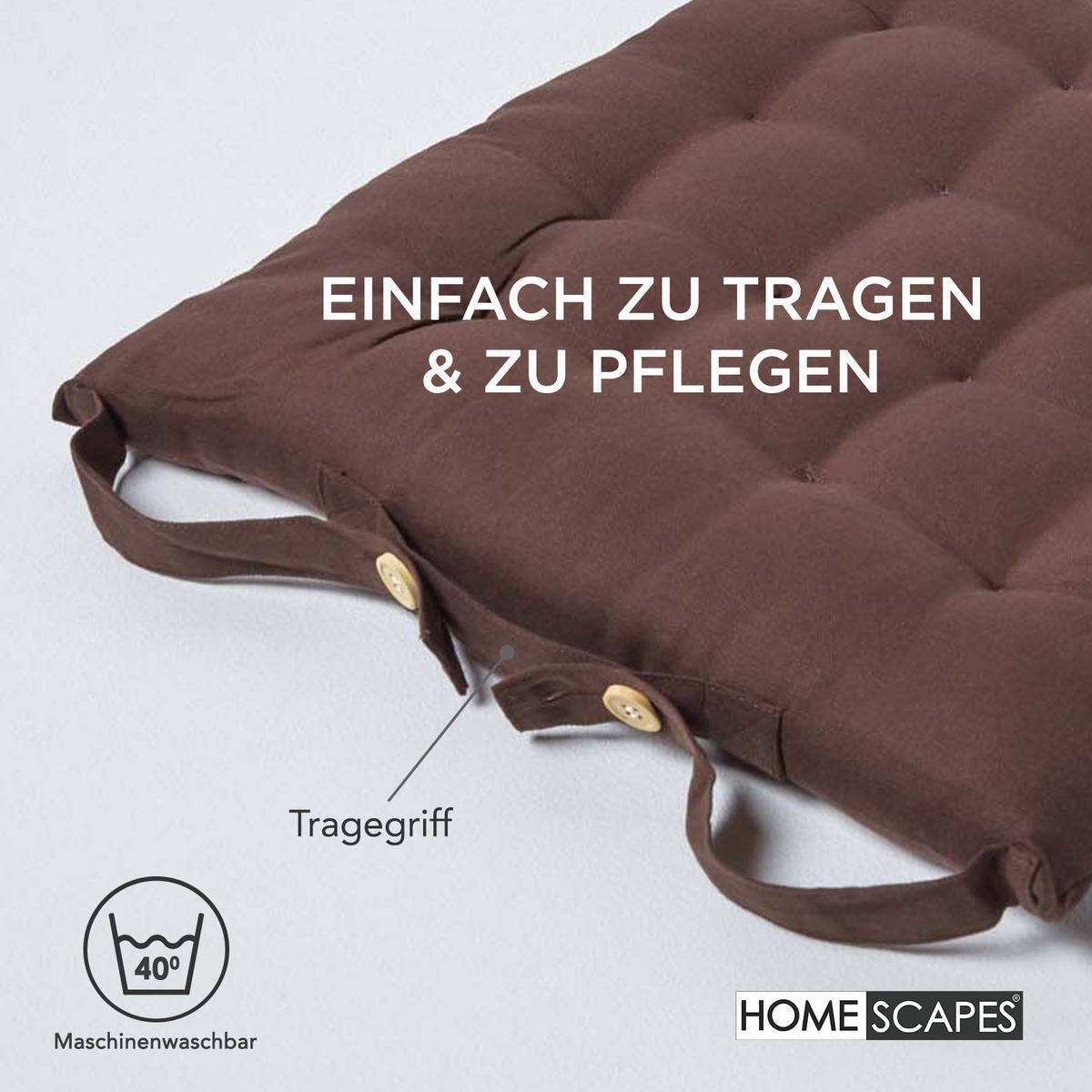 STUHLKISSEN 4er-Set braun 40/40/6,5 cm - Braun, Textil (40/40/6.5cm) - Homescapes