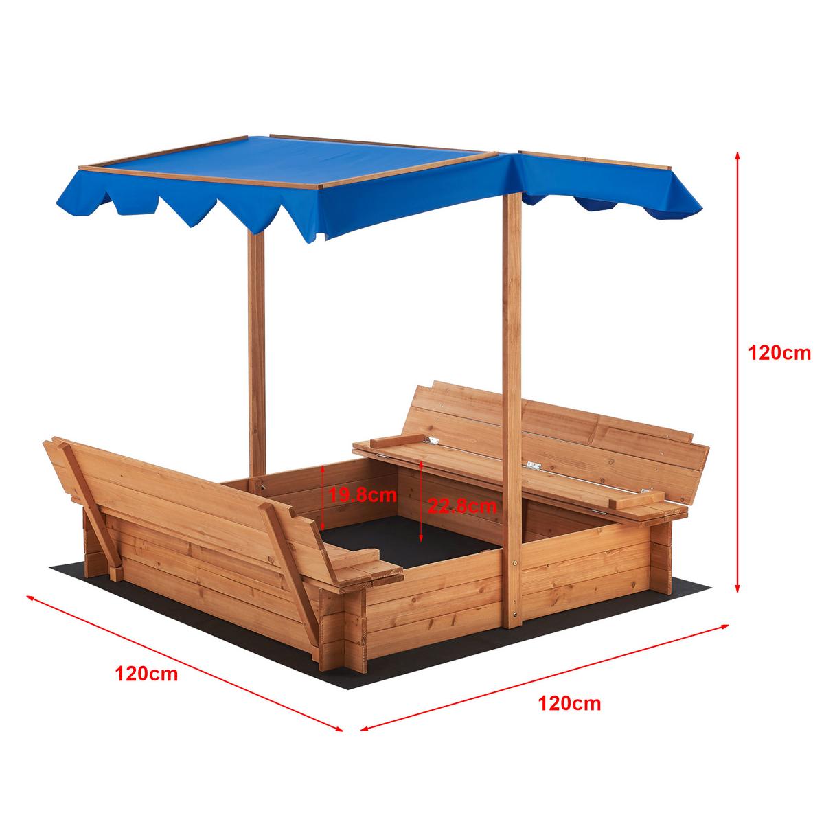 SANDKASTEN Kellenhusen - Blau/Naturfarben, Holz (120/120/120cm) - [en.casa]