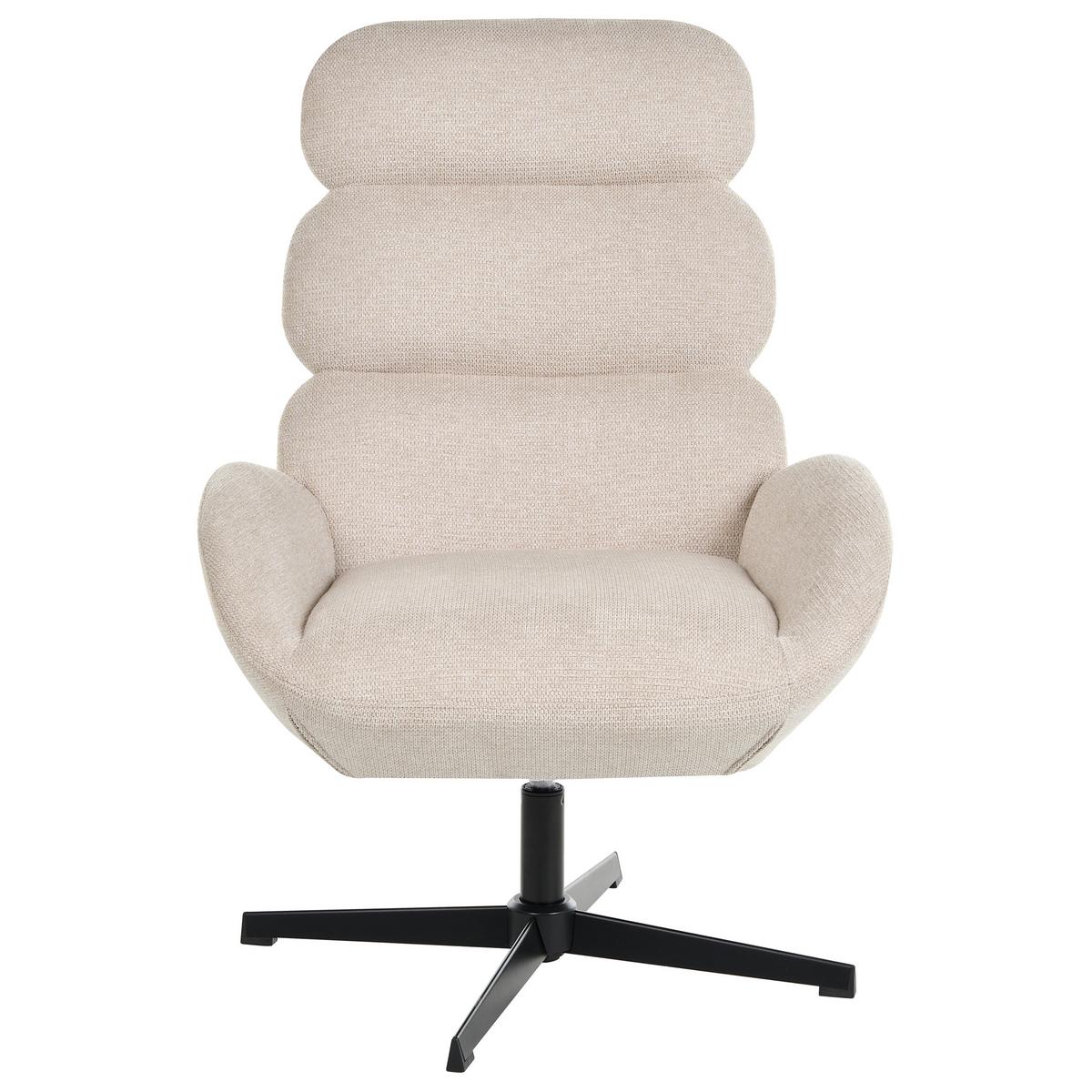 DREHSESSEL Stoff Hellbeige Aalborg - Beige/Schwarz, Textil/Metall (75/105/80cm) - Beliani