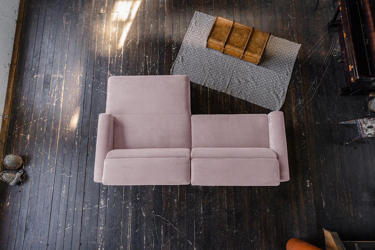ECKSOFA LAISKA Pink Cord - Schwarz/Rosa, Textil/Metall (282/177cm) - KAWOLA