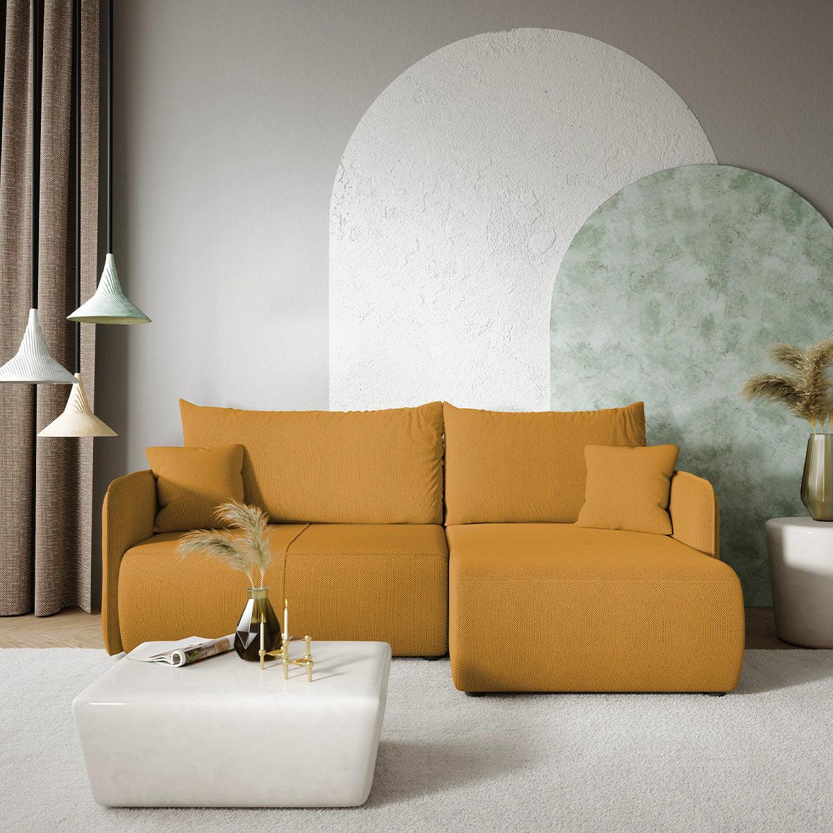 ECKSOFA Claudio 3 Sitzplätze Senfgelb - Gelb, Holz (207/148cm) - Petits-meubles