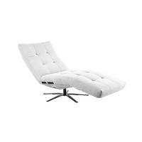 RELAXLIEGE LETICIA Weiß Cord Drehbar (360°), Relaxfunktion - Schwarz/Weiß, Textil/Metall (82/115/156cm) - KAWOLA