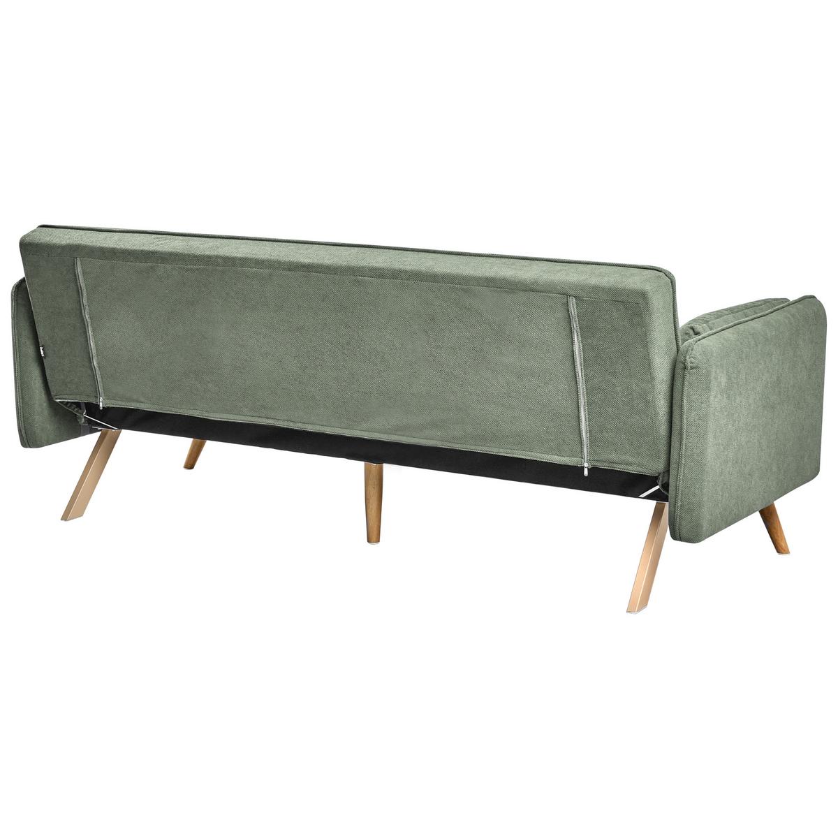 SCHLAFSOFA Stoff Hellgrün Asaa - Hellgrün/Braun, Textil (205/76/80cm) - Beliani