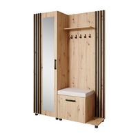 GARDEROBENSCHRANK Livia mit Aufhängern und Spiegel, eiche Artisan, rechts - Schwarz/Eiche Artisan, Holzwerkstoff (137/207/42cm) - Beautysofa