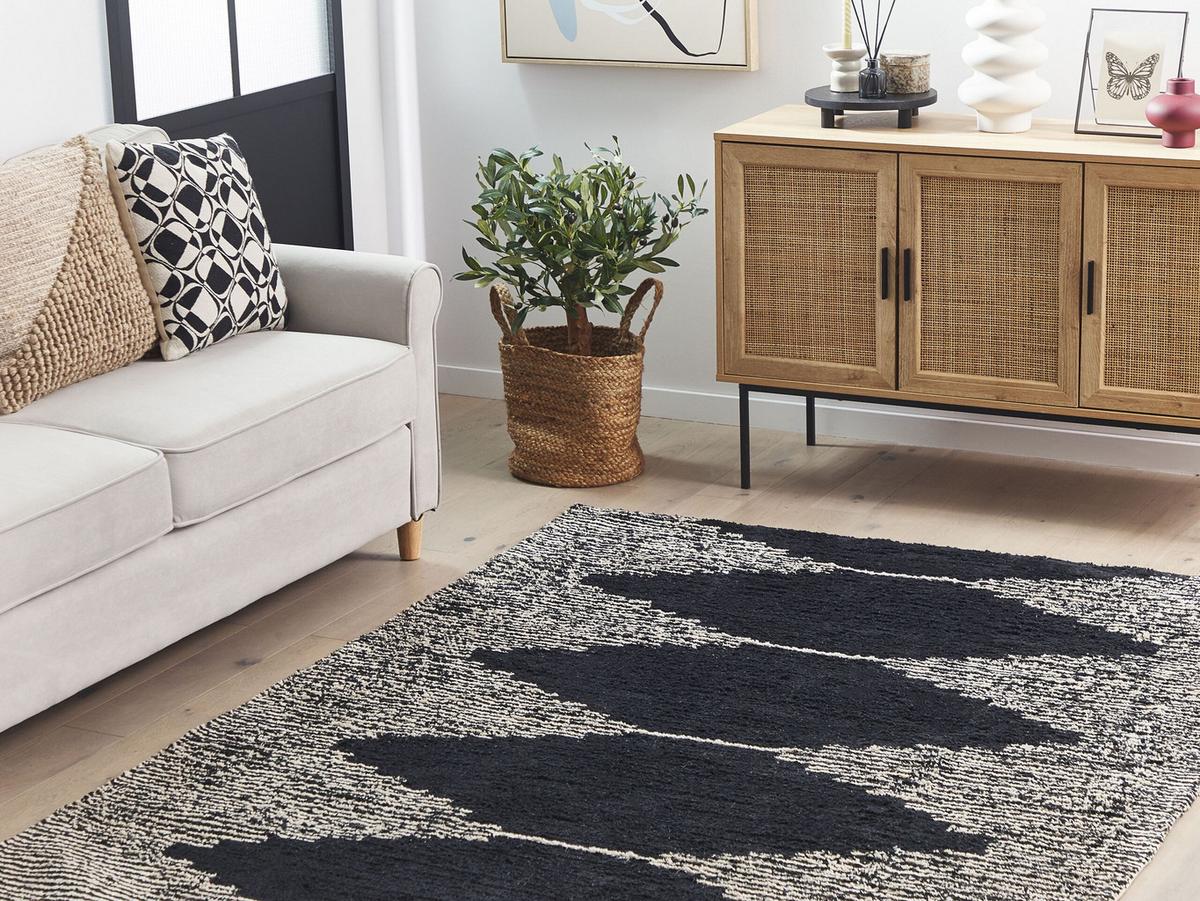 KURZFLOR-TEPPICH Bathinda 200/140 cm - Schwarz, Textil (140/200cm) - Beliani