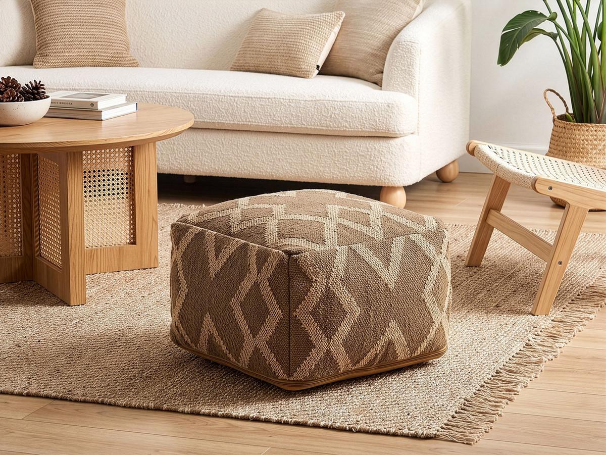 POUF Jute Hellbraun Gopi - Hellbraun/Beige, Textil (50/30/50cm) - Beliani