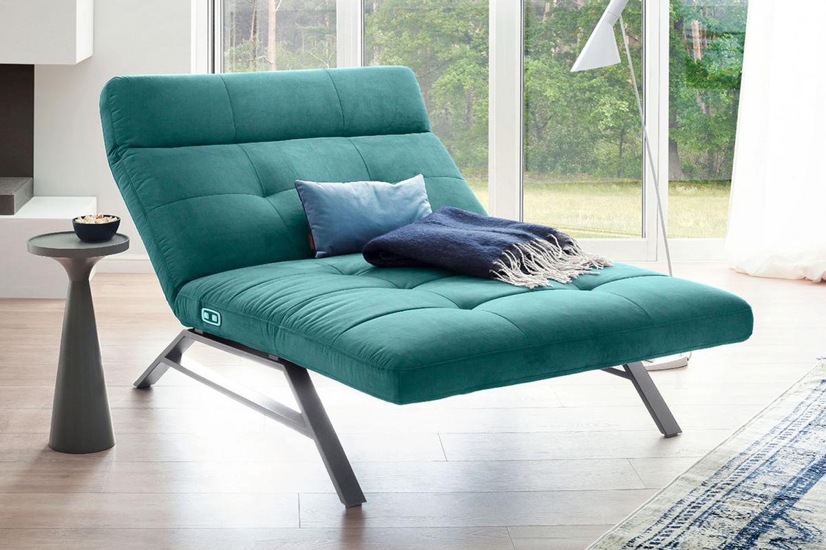 LIEGE MIT MOTORISCHER RELAXFUNKTION AMERIVA Smaragdgrün Velvet Relaxfunktion - Smaragdgrün/Silberfarben, Textil (120/110/158cm) - KAWOLA
