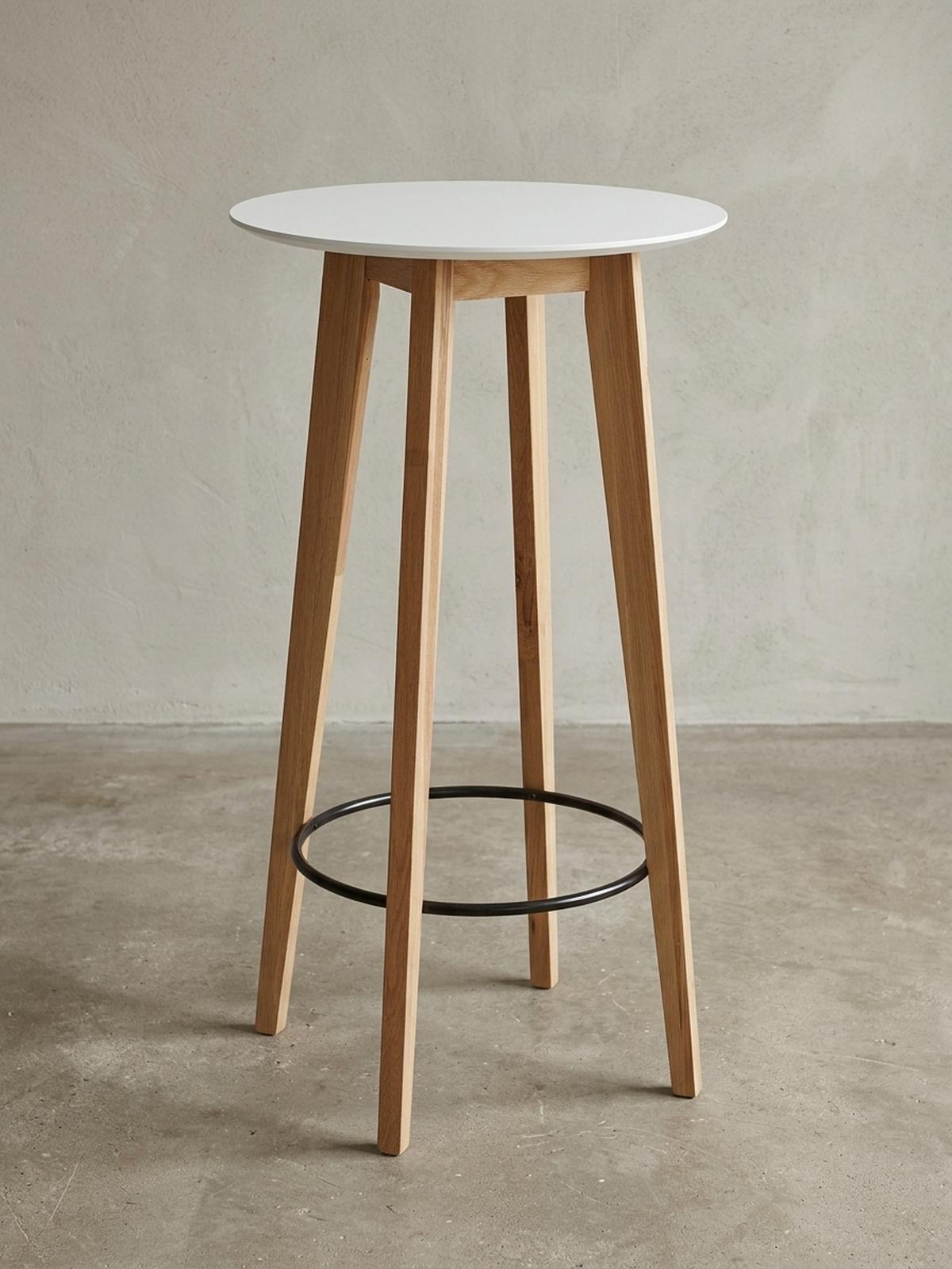 BARTISCH – Skandinavisch, Eiche, rund, 50 kg Belastbarkeit - Weiß/Braun, Eichenholz/Holz (60/60/110cm) - KADIMA DESIGN