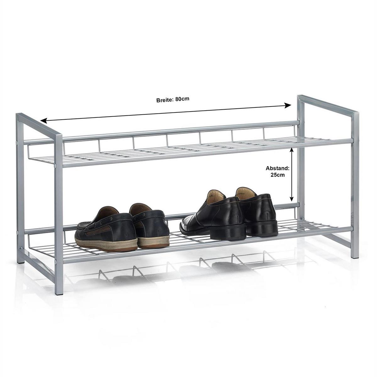 SCHUHREGAL SYSTEM - Silberfarben, Metall (81/38/30cm) - CARO-Möbel