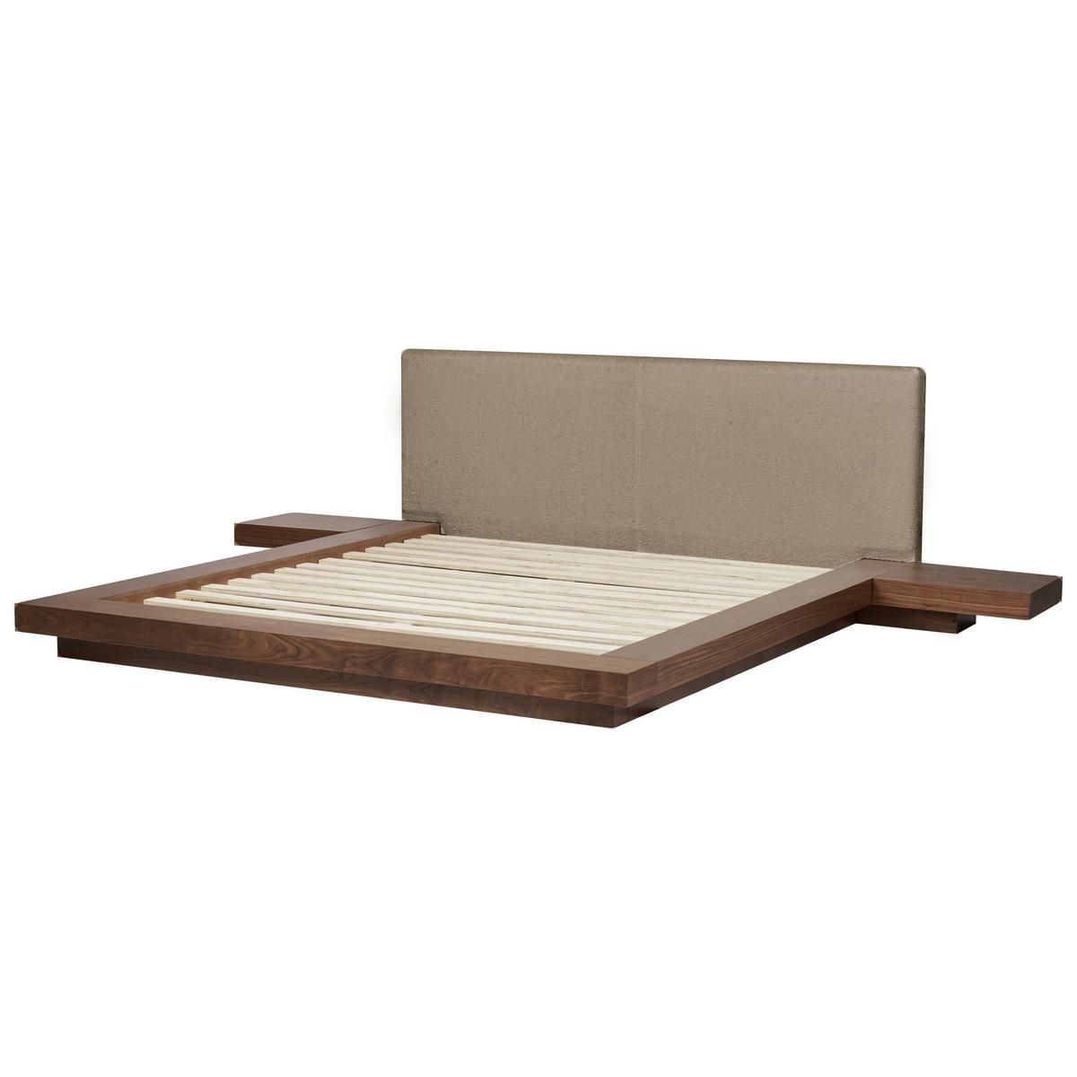 BETT mit LED 180/200 cm MDF-Platte Taupe Zen - Taupe, Holz (180/200cm) - Beliani