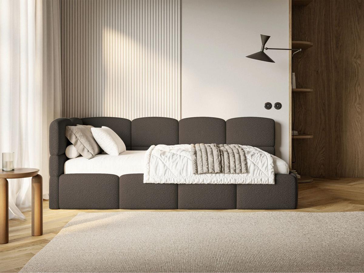 JUGENDBETT Cloudy links Bouclé Braun - Braun, Kunststoff/Textil (90/200cm) - Selsey