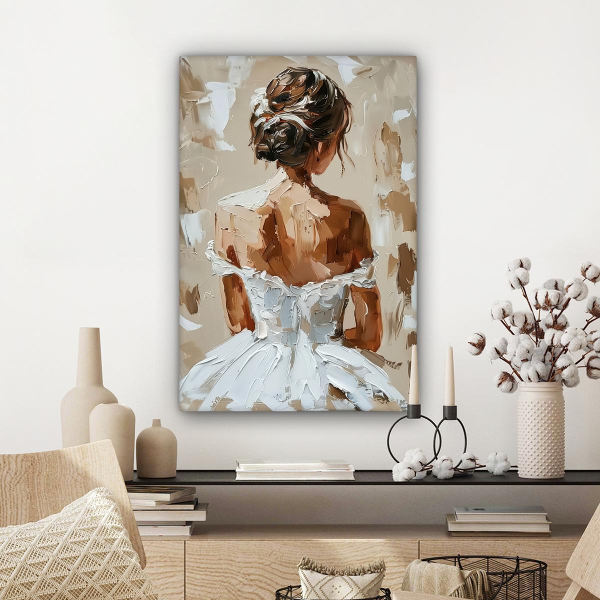 LEINWANDBILD Frau - Farbe - Abstrakt - Beige - Modern Wanddeko Schlafzimmer 60x90 cm - Sandfarben, Textil (60/90cm) - MuchoWow