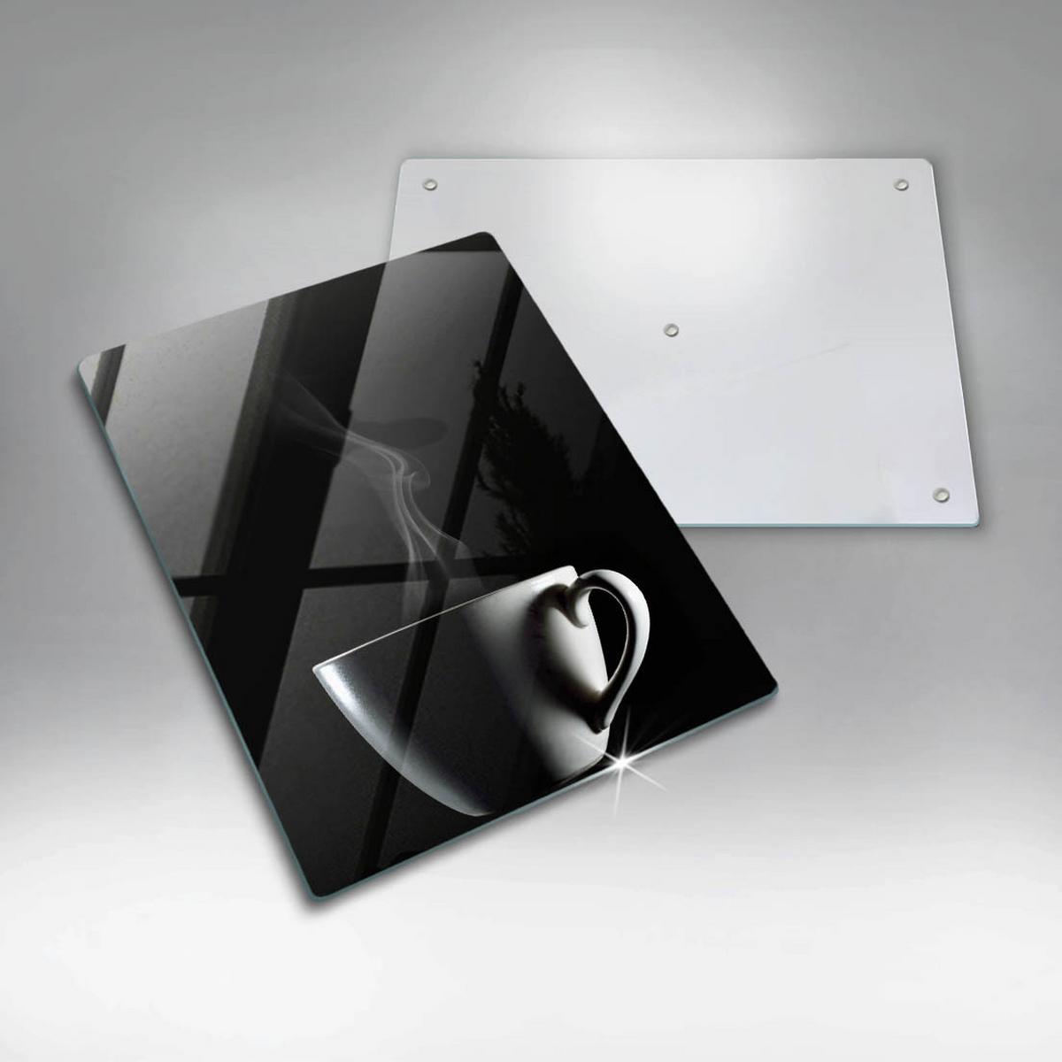 GLASPLATTE 40x52 cm Eine Tasse Tee - Hellgrau, Glas (40/52cm) - Wallfluent