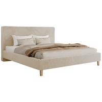 POLSTERBETT LUMARO CLASSIC 200/200 - Creme Plüsch - Matratze Foam - Creme/Kernbuche, Holz/Textil (200/200cm) - MKS