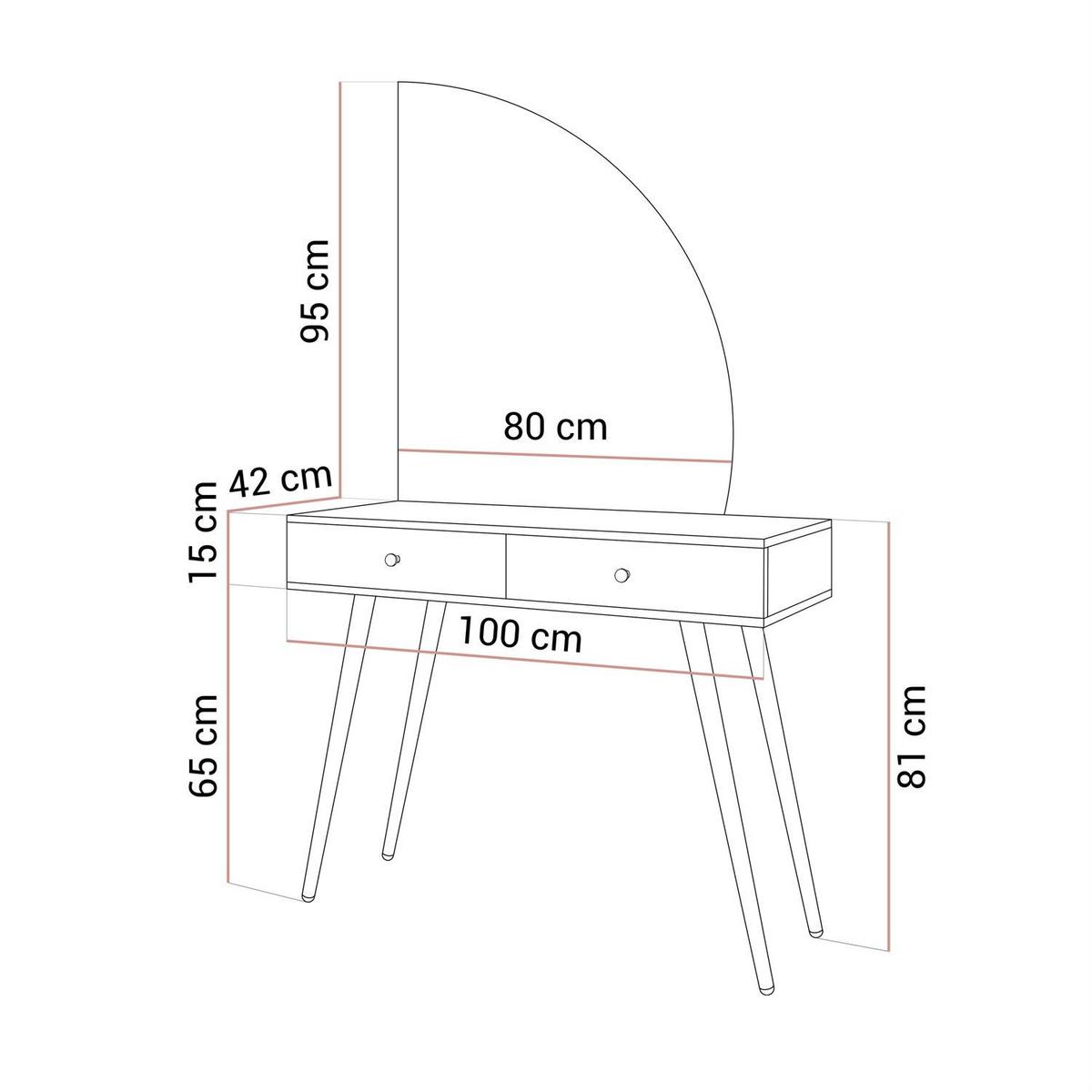 SCHMINKTISCH SIENNA-QS KASCHMIR mit LED-Spiegel Goldgriff - Ecru, Holzwerkstoff (100/81/42cm) - Lookway