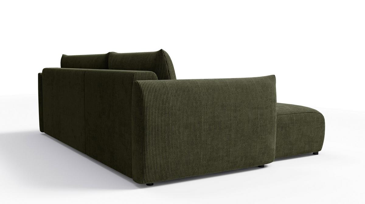 ECKSOFA TAUER 3-Sitzer rechts, olive - Dunkelgrün/Schwarz, Holz/Textil (248/173cm) - Wozimo