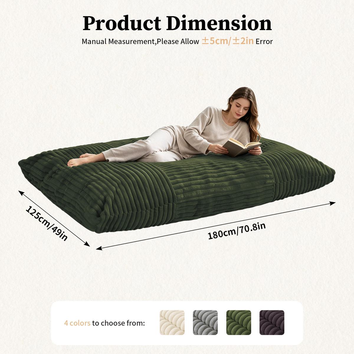 SITZSACK XXL 3-IN-1 aus Kordsamt als Sessel, Sofa und Bett - Grün, Textil (180/25/125cm) - Urban Meuble