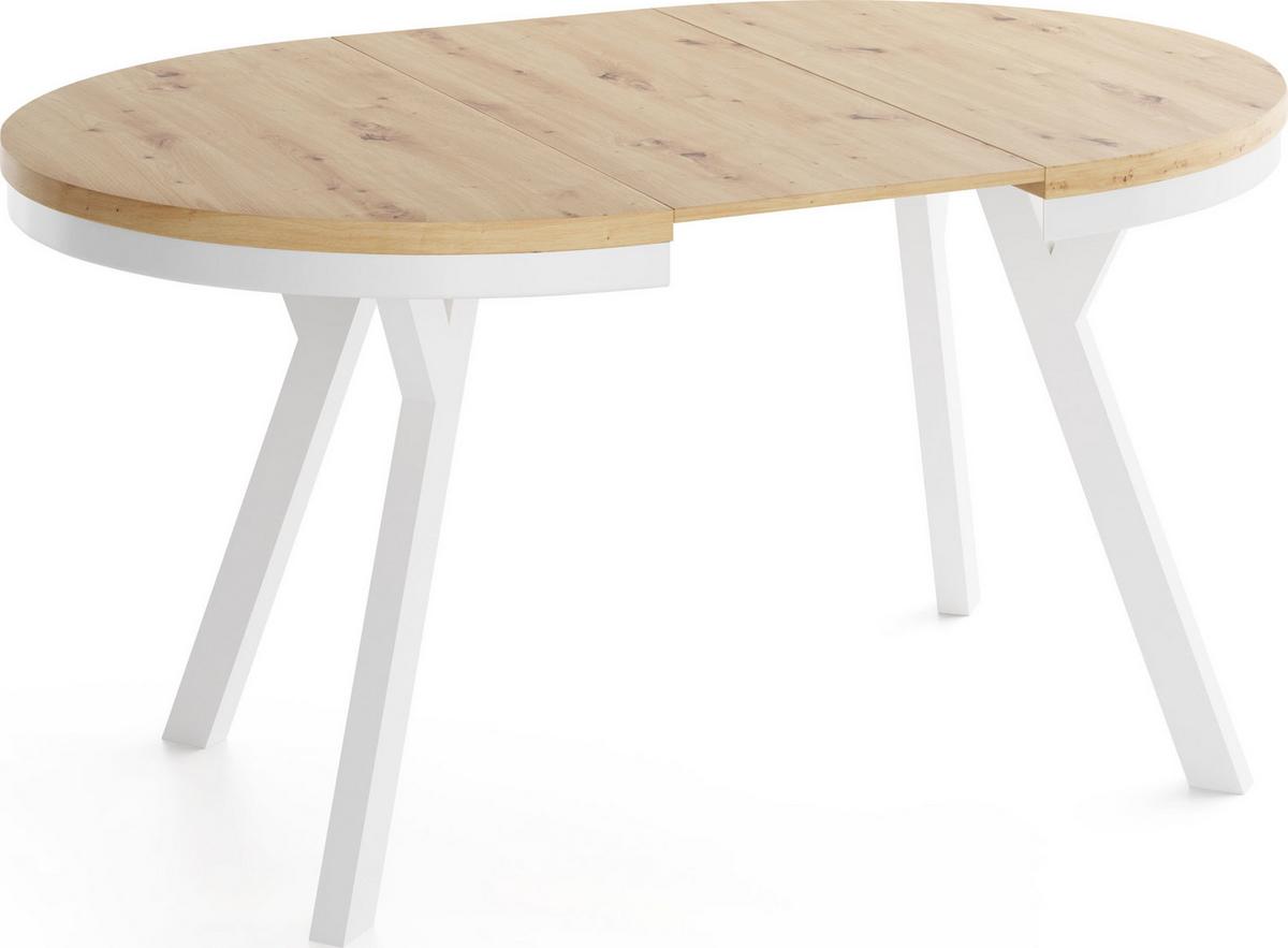ESSTISCH Vero Neo rund ausziehbar verlängerbar, Eiche Artisan Hellbraun 80-130/80/77 cm - Eiche Artisan/Weiß, Holz/Holzwerkstoff (80/130/77cm) - WFL GROUP