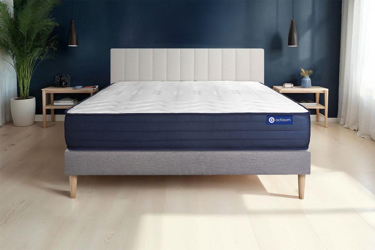 BETT Actimemo life Memory-Schaum 80 x 200 cm h4 - Kit Bettgestell Grau - Beige/Grau, Karton/Holz (80/200cm) - ACTISOM