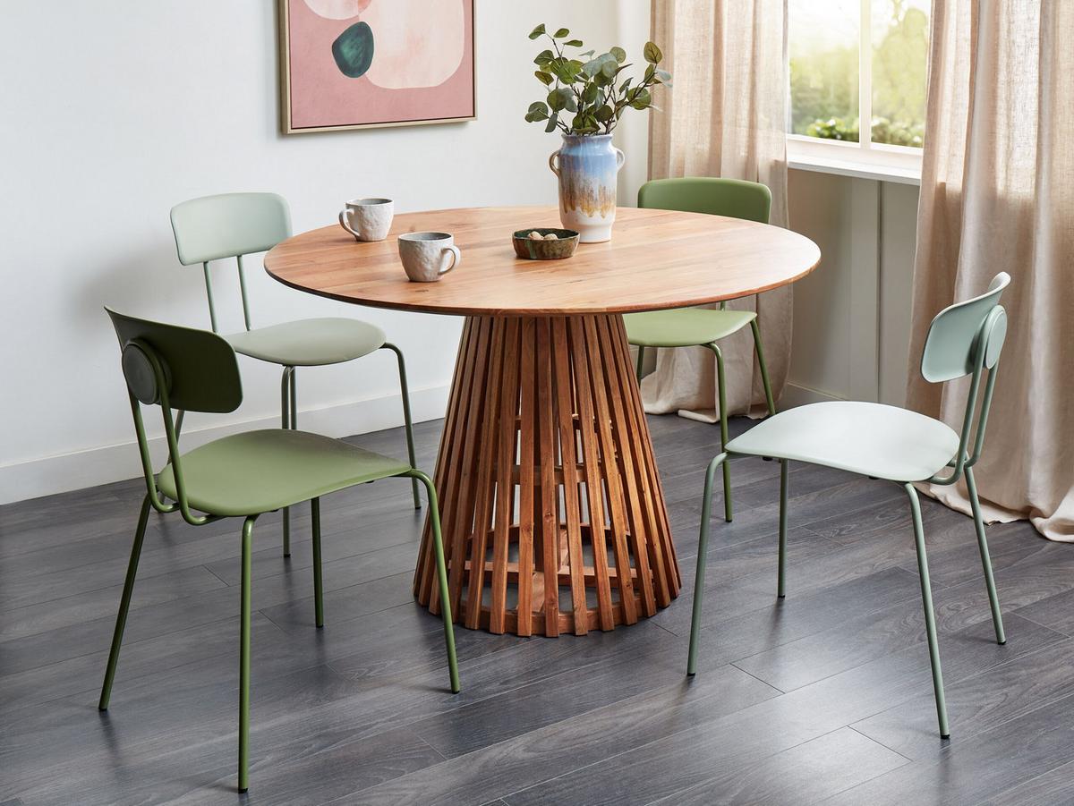 ESSTISCH Akazienholz dunkelbraun 120 cm Mesilla - Dunkelbraun, Holz (120/120/77cm) - Beliani