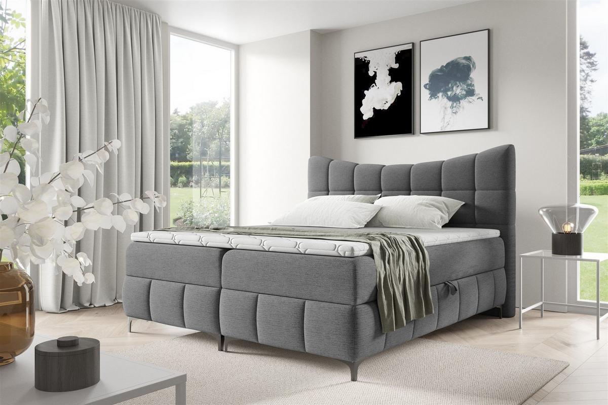 BOXBETT Charles In Aragon - Grau, Holzwerkstoff/Textil (200/200cm) - Fun Möbel