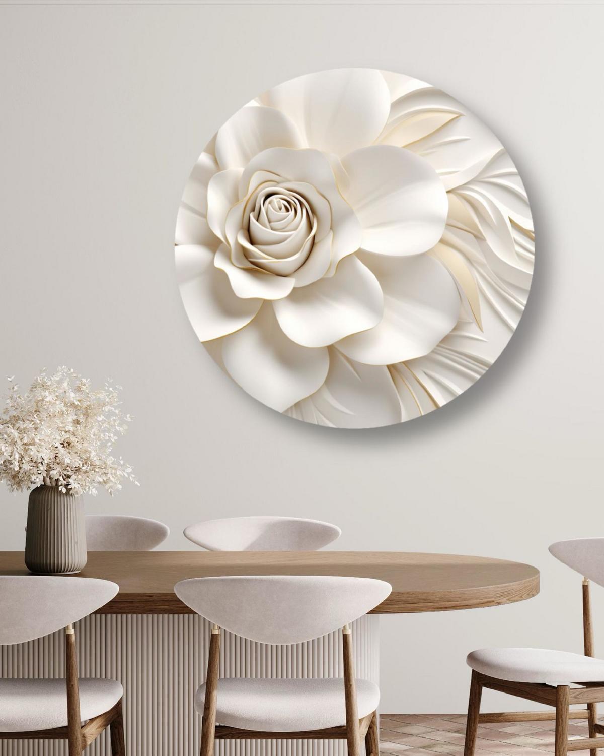 RUNDES BILD Weiß 80/80 cm - Weiß, Textil (80/80cm) - KUNSTLOFT