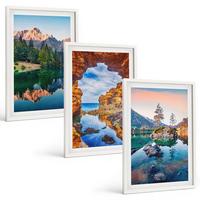 BILDER SET 3er Set - 40x60 cm Weißer Rahmen - Spiegelungen der Felsen in Bergseen - Weiß, Kunststoff (40/60cm) - TULUP