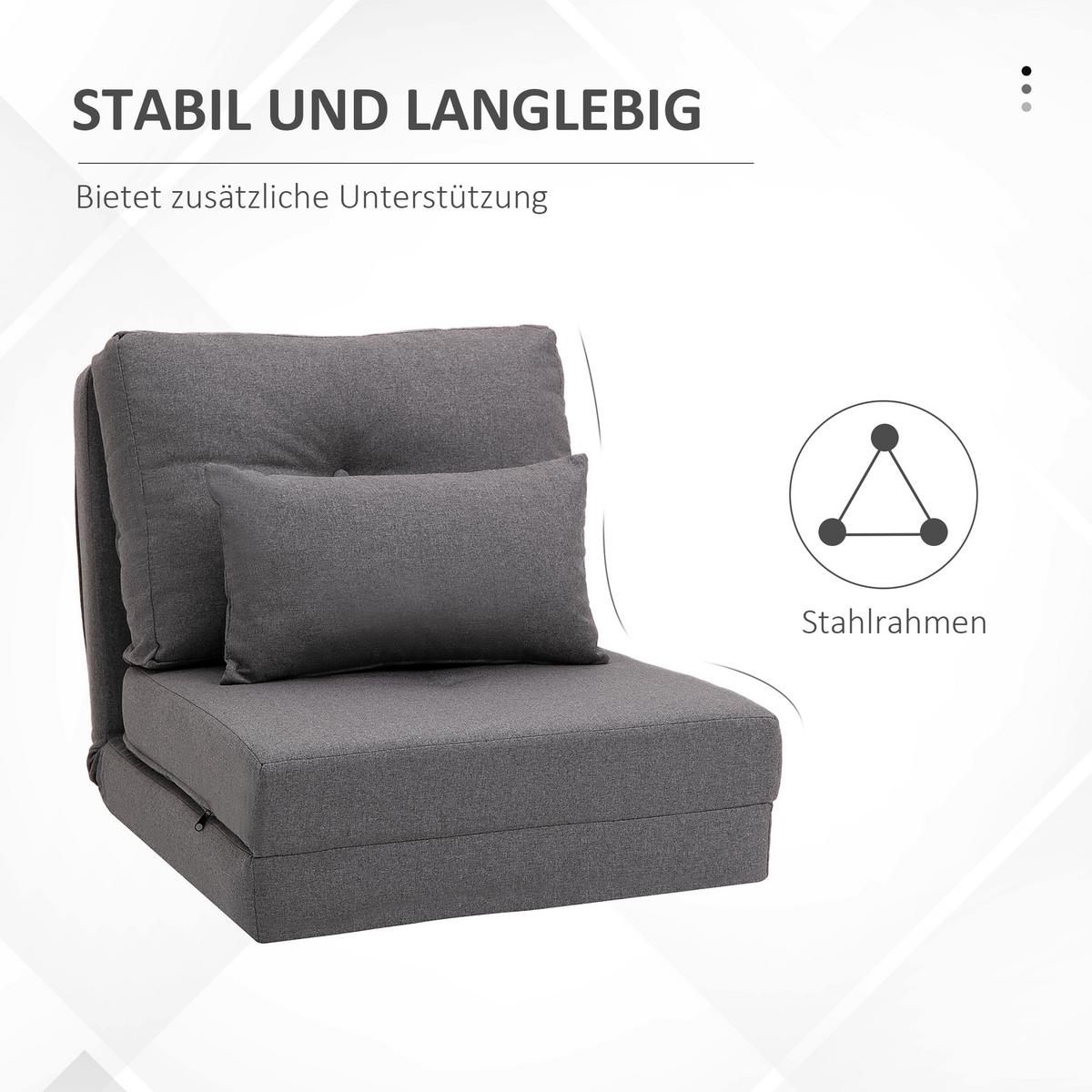 BODENSTUHL, Leinen, Metall, Dunkelgrau - Dunkelgrau, Textil (60/56/80cm) - HOMCOM