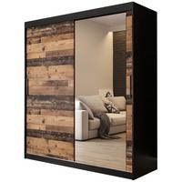 SCHWEBETÜRENSCHRANK 200/180/62 2-türig - Eichefarben/Schwarz, Holz/Kunststoff (180/200/62cm) - MÖBEL KRYSPOL
