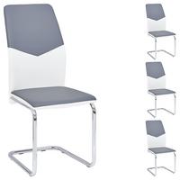 SCHWINGSTUHL LEONA 4er-Set weiß/grau - Weiß/Grau, Textil/Metall (44/99/62cm) - IDIMEX
