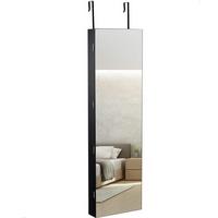 SCHMUCKSCHRANK mit LED Beleuchtung Schwarz - Schwarz, Holz (36/120/10cm) - COSTWAY