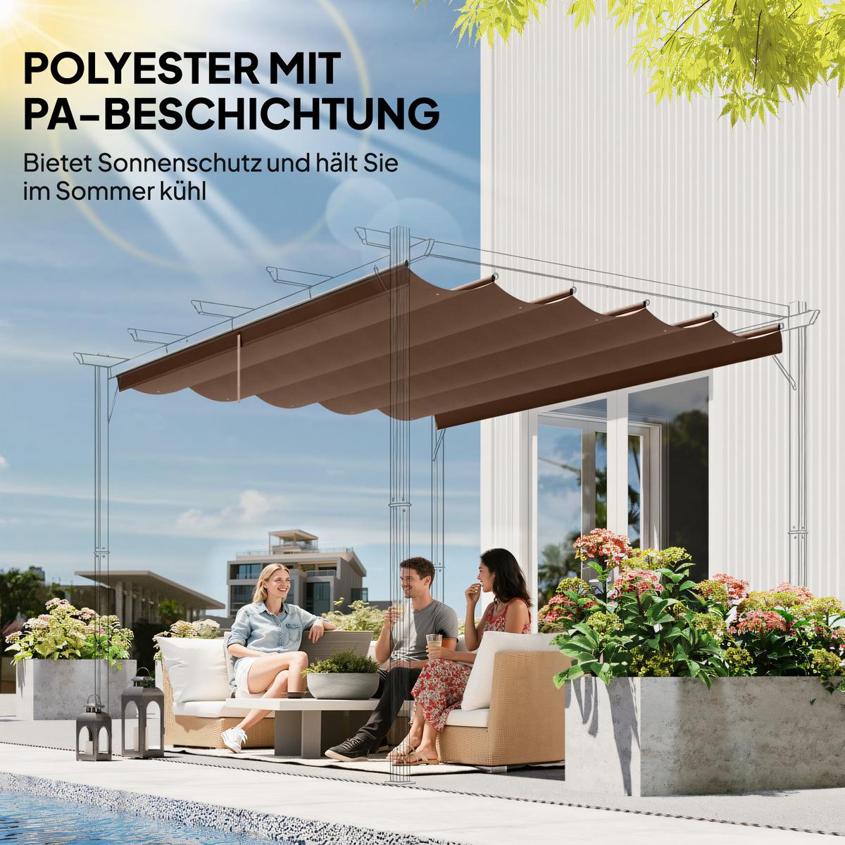 ERSATZDACH mit Regenabflusslöchern aus Polyester Kaffee - Dunkelbraun, Textil (255/6/250cm) - Outsunny