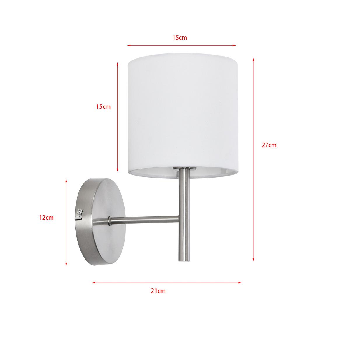 WANDLEUCHTE Winsford - Silberfarben/Weiß, Textil/Metall (21/27/15cm) - lux.pro