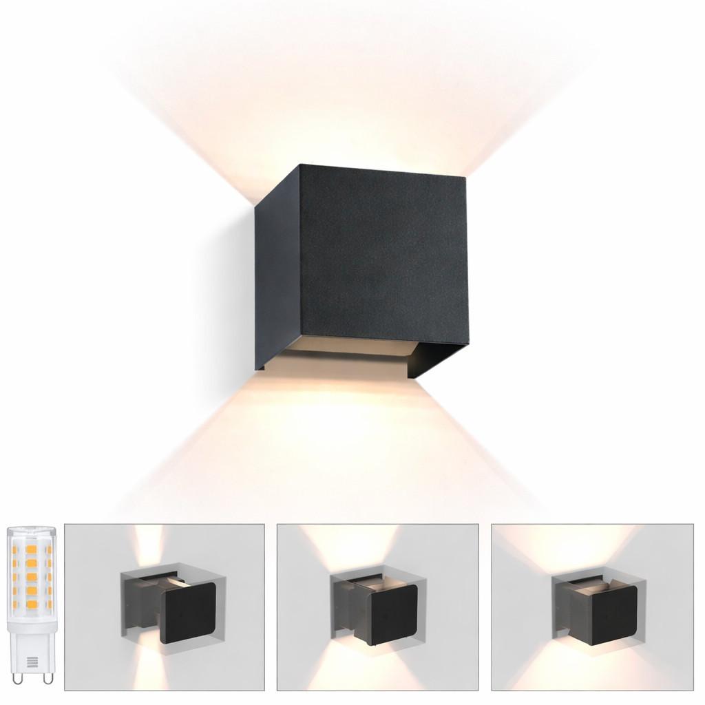 LED-WANDLEUCHTE Glowlight 10/10/10 cm - Schwarz, Metall (10/10/10cm) - ZMH