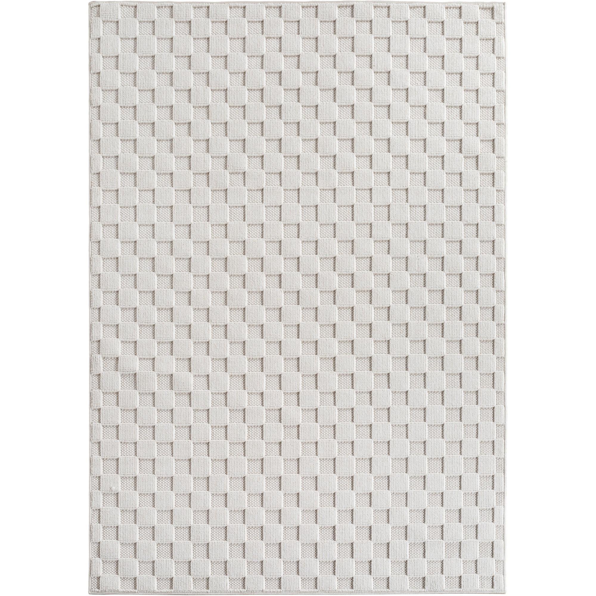 TEPPICH Flachgewebe LANGAU in Creme, mit Schachbrettmuster, 80 x 150 cm - Creme, Textil (80/150cm) - KADIMA DESIGN