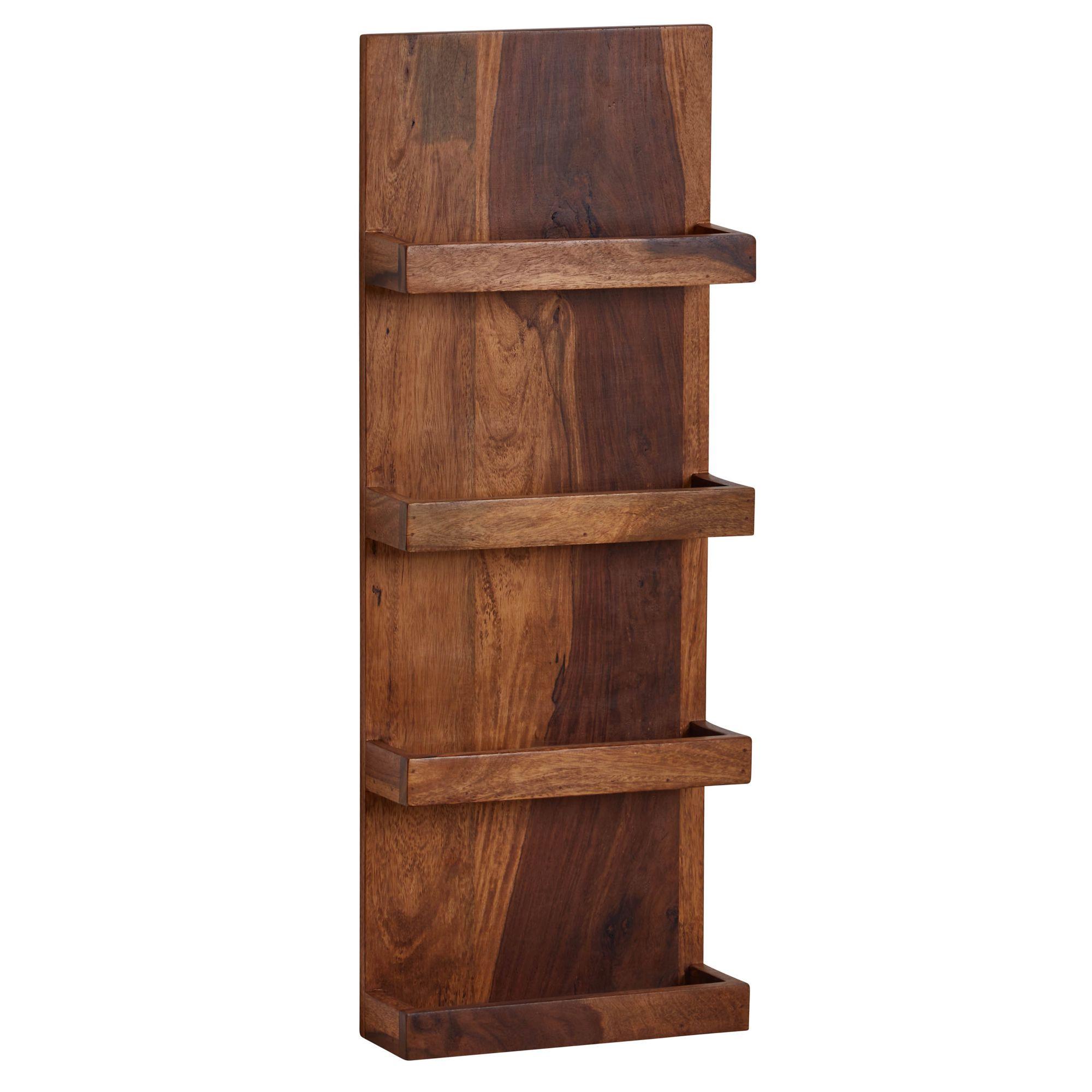 WANDREGAL Massivholz Nachhaltig Handgefertigt - Braun, Holz (30/80/10cm) - KADIMA DESIGN