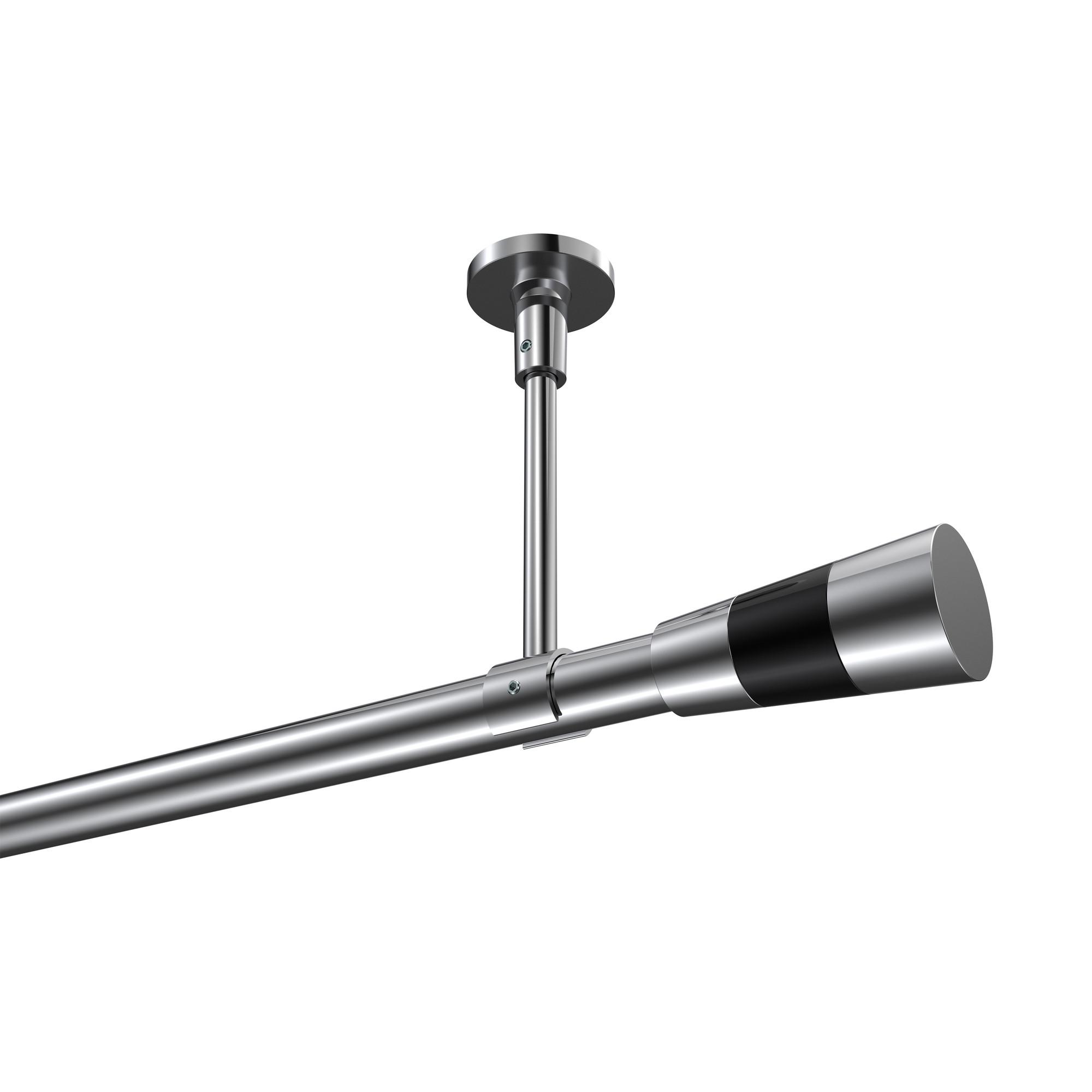 GARDINENSTANGE Sonette Tanara 420 cm (geteilt in 3 x 140 cm), 1-läufig, 20 mm Ø Chrom - Chromfarben/Schwarz, Metall (420cm) - INTERDECO