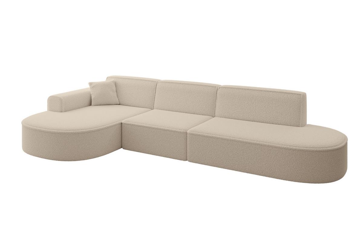 ECKSOFA Ottomane Rechts MARI-L2 - 328x171x79 cm Dunkelbeige Bouclé - Hellbraun/Schwarz, Holzwerkstoff/Kunststoff (171/328cm) - ALTDECOR