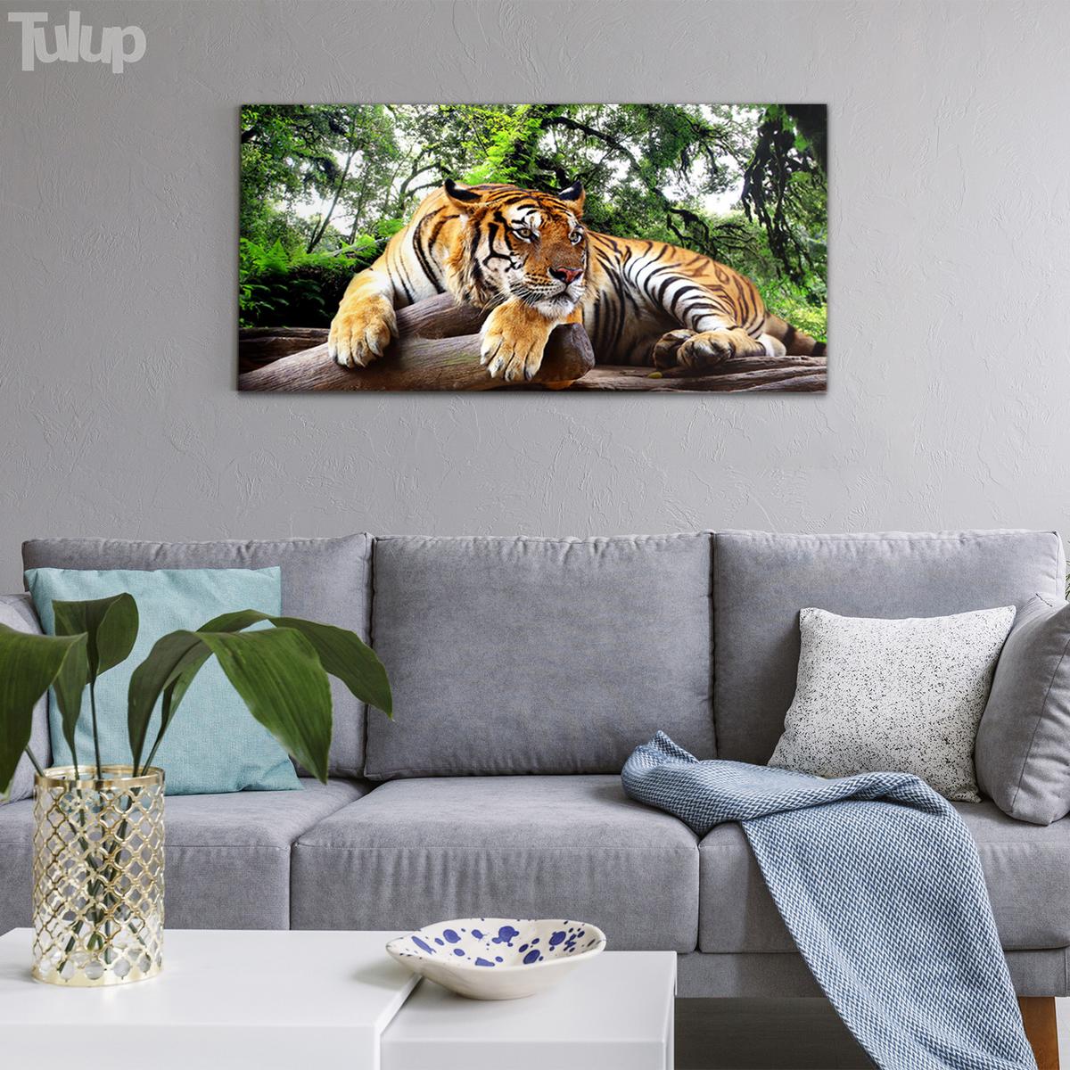 GLASBILD 140x70 cm Tiger - Grau, Glas (140/70cm) - TULUP